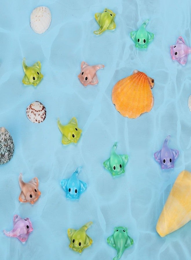 NQEUEPN 60pcs Mini Sting Ray Figures, Mini Resin Manta Ray Miniature Sting Ray Tiny Sea Animal Figurines Ornament for DIY Craft Garden Landscape Dollhouse Potted Plants Decorations(6 Colors) - Image 3